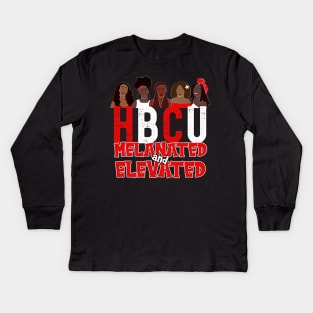 Red and White HBCU Melanated Educated Kids Long Sleeve T-Shirt